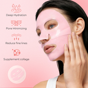 Masque hydratant au collagène rose pour resserrer les pores, hydrate en profondeur, améliore la stabilité de la peau, masque en feuille - Product Image 5