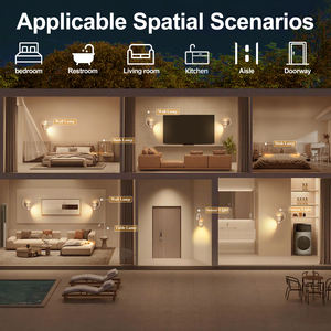 مصباح ليلي لاسلكي قابل للتعديل مع مستشعر حركة، يعمل باللمس وقابل لإعادة الشحن عبر USB، إضاءة LED للمنزل وغرفة النوم - Product Image 6