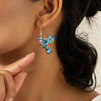 Collier et boucles d'oreilles tendance pour femme, style bohème rétro vintage, avec pendentif en résine acrylique colorée effet fenêtre et chaîne à maillons en lucite