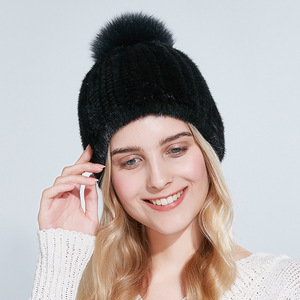 RTS – <span class=keywords><strong>bonnet</strong></span> en fourrure de Sable véritable pour <span class=keywords><strong>femme</strong></span>, <span class=keywords><strong>bonnet</strong></span> en vison avec <span class=keywords><strong>pompon</strong></span> en fourrure de renard, chaud et épais, collection hiver 100% - Product Image 6