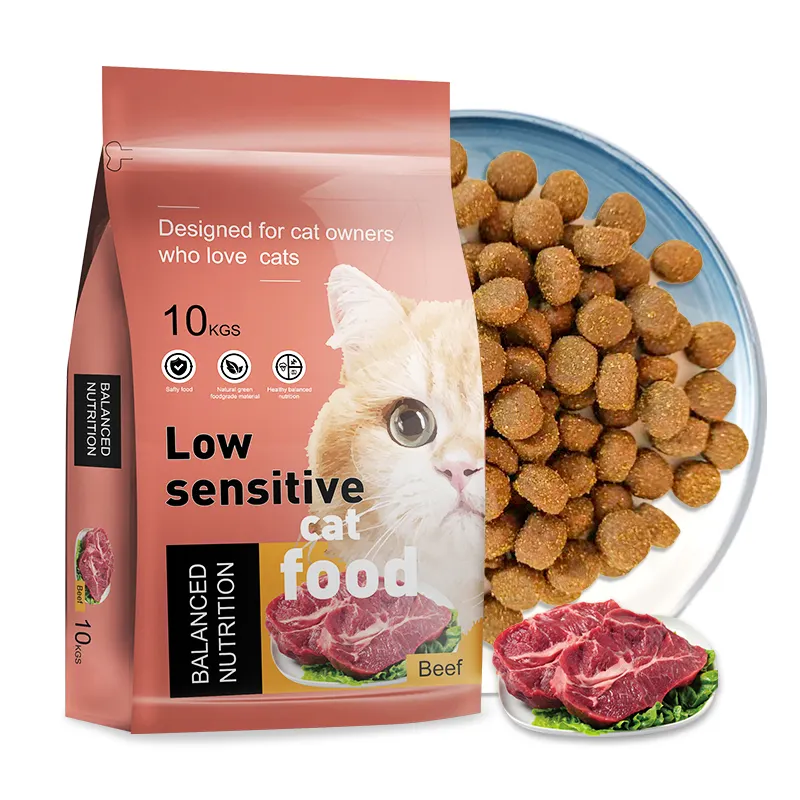 Aliments bruts naturels ODM OEM pour chats, de 10kg, formes multiples, que les animaux de compagnie, odeur de bœuf équilibrée, tous les âges secs, offre spéciale