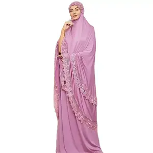 Fabrik Großhandel Muslim Abaya Frauen Seiden kleid Benutzer definierte Kleidung Langarm Gebets kleidung mit hochwertigem Stoff