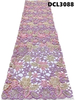 Tissu en dentelle guipure dorée avec perles, prix de gros, approvisionnement en vrac, tissu en dentelle brodée, dentelle française pour robes de mariée