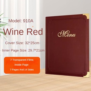 Carpetas de <span class=keywords><strong>menú</strong></span> de cuero directas de fábrica A4 PVC Hotel doble vista cubierta libro para restaurante Hotel bares cafetería <span class=keywords><strong>menú</strong></span> titular - Product Image 4