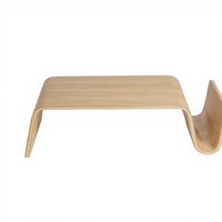 Table basse nordique de style Bauhaus, grande table en bois courbé, design minimaliste moderne et créatif, table d'appoint, table de chevet à hauteur tatami