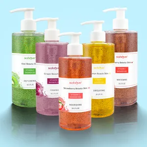 Private Label Wholesale Shower Gel with Strawberry Grape Natural Body Wash Liquid Soap Bath