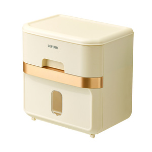 Levijia Wall Mounted Tissue Box Black Gold Bathroom Toilet Paper <b>Holder</b> No Drilling Required Storage Rack - Product Image 5