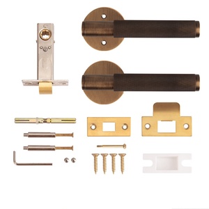 Brass <strong>Door</strong> Handle Factory Direct Sales Knurled Interior Privacy Antique Brass Entry <strong>Door</strong> Handles Luxury With Lock - Product Image 4