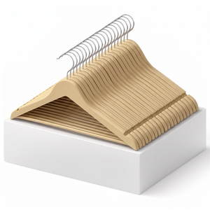 Percha de Madera Natural Premium con Barra Horizontal Antideslizante para Ropa y Trajes, Ecológica, Duradera, Organizador de Armario, Ahorra Espacio, con Logotipo Personalizado - Product Image 1