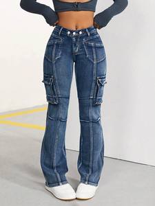 Jeans Skinny da <span class=keywords><strong>Donna</strong></span> all'Ingrosso, Jeans <span class=keywords><strong>Elasticizzati</strong></span> in Cotone, Vendita Calda, <span class=keywords><strong>Pantaloni</strong></span> da <span class=keywords><strong>Donna</strong></span> alla Moda, Jeans a Gamba Larga - Product Image 3