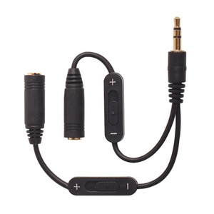 3.5mm 1 erkek 2 kadın Steeo Aux ses Y dağıtıcı adaptör kablosu dönüştürücü kablosu <span class=keywords><strong>PC</strong></span> MP3 Laptop için ses kontrolü ile kulaklık - Product Image 1