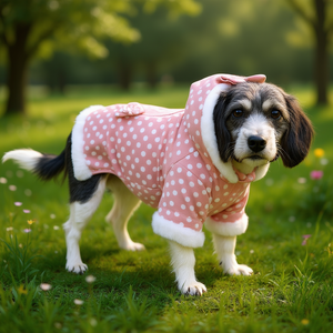 Pull à capuche pour animaux de compagnie Couture-Bow à pois, taille XS, vêtements d'hiver en polaire pour animaux de compagnie - Product Image 2