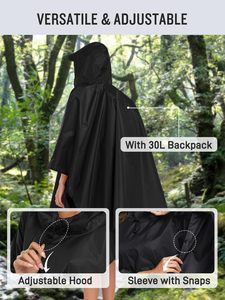 Poncho impermeable con capucha y logotipo personalizado, chaqueta impermeable de poliéster para hombres, mujeres, adultos, para acampar, hacer senderismo y viajar al aire libre. - Product Image 6