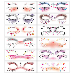 Pegatinas de tatuaje de cara de Halloween, Tatuajes Temporales falsos realistas para disfraces, calcomanías de cuerpo y cara de miedo, accesorios de maquillaje de fiesta - Product Image 5