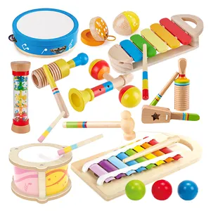 Set di giocattoli per strumenti musicali a tamburo per bambini a percussione in legno educativo di alta qualità