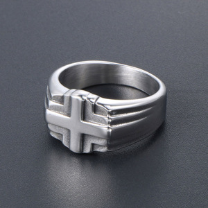 Cross Titanium Steel <b>Ring</b> Men's Fashion Jewelry SA705 Retro Geometric Design Gift Accessory - Product Image 4
