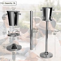Seau à glace en acier inoxydable argenté pour la restauration hôtelière, les buffets de boîtes de nuit et le refroidissement du vin et de la bière - Vente en gros