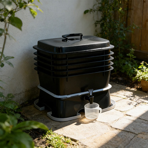Boîte de compostage à vers pratique à cinq étages en plastique revêtu pour la culture des légumes en plein air moderne - Product Image 3