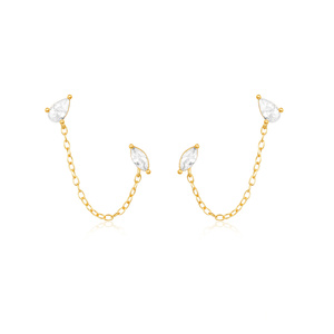 Pendientes de Plata de Ley con Forma de Gota de Agua y Borla de Estrella para Mujer - Product Image 6