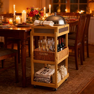 3 Tiers Bamboe Keuken <span class=keywords><strong>Trolley</strong></span> Winkelwagen Mobiele Opslag Rack Met Keuken Opslag <span class=keywords><strong>Trolley</strong></span> Wielen - Product Image 4