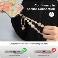Gelang Ponsel Kristal Tali Pergelangan Tangan Manik-Manik Gantungan Tas Tali Pergelangan Tangan Desain Ganda Rantai Logam Kokoh Cocok untuk Gantungan Kunci