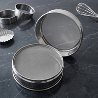 Tamis à farine en acier inoxydable 304 de boulangerie artisanale, grand diamètre, maille fine tissée, bord poli, pour tamisage de poudre et de grains sur table