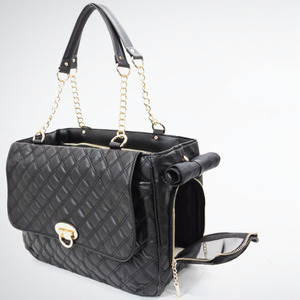 Sac de transport pliable pour animaux de compagnie, en cuir PU matelassé, écologique, de luxe, approuvé par les compagnies aériennes - Product Image 2