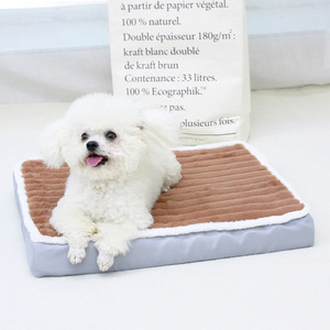 Thickened Pet Mat Rectangle Striped Plush Dog <b>Bed</b> Four Seasons Use Hand Wash Polyester Fiber Fill - Product Image 2