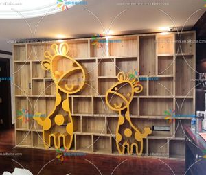 Chiquitos Đầy Đủ Tường Tùy Chỉnh Con Hươu Cao Cổ Hình Đồ Nội Thất Động Vật Trẻ Em Kệ Sách Bằng Gỗ Cho Mẫu Giáo Đầu Trung Tâm Giáo Dục - Product Image 2