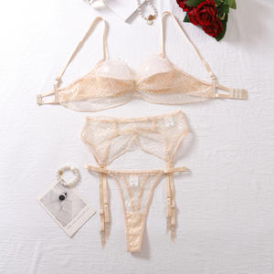 Nouvelle mode, ensemble de lingerie sexy en dentelle, string, ensemble en maille transparente, porte-jarretelles, ensemble trois pièces pour femmes - Product Image 6