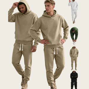 Ensemble de survêtement jacquard ample pour homme, avec sweat à capuche et pantalon décontracté, grandes tailles, idéal pour le quotidien, la gym et le fitness - Vente en gros ODM - Product Image 1