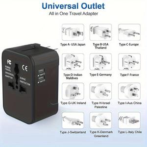 Adaptateur de voyage universel, prise américaine, portable, avec 3 ports USB (2 Type-C + 1 USB-A), sortie CC, design compact pour une utilisation mondiale - Product Image 4