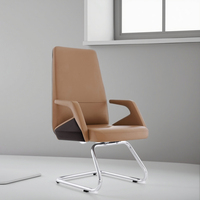 Chaise de conférence exécutive en cuir industriel avec cadre chromé, joints en acier, hauteur réglable - Mobilier de bureau moderne