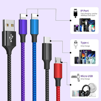Câble de charge multi-connecteurs 4 en 1 tressé durable 65W Power Delivery pour MacBook Pro iPad Ordinateur portable