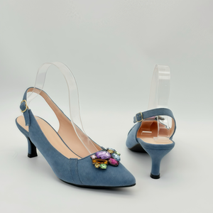 <span class=keywords><strong>Scarpe</strong></span> da <span class=keywords><strong>donna</strong></span> con tacco quadrato con strass colorato e punta a punta unica alla moda - Product Image 6