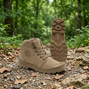 EIKLAND Unisex Tan Canvas Hiking Boots Round Toe Breathable Outdoor Shoes Rubber Outsole EVA Midsole Trekking Footwear - Product Image 5