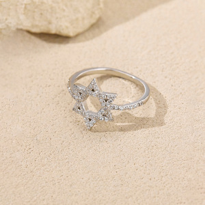 Bague étoile en argent sterling Bagues plaquées or 14 carats Bague zircon de qualité 5 A pour femme - Product Image 4