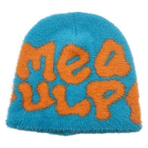 Gorro de punto jacquard con letras de felpa, marrón, unisex, cálido para otoño e invierno, plegable, adelgazante para el rostro, protector de orejas - Product Image 5