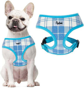 Harnais élégant pour chiot à carreaux rembourré en polyester Air Mesh Bowknot réglable pour chiens de 5 à 15 lb - Product Image 1