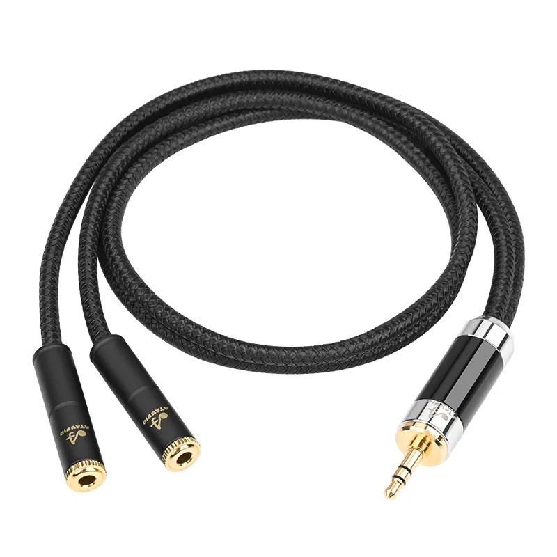 ATAUDIO Headsets Mic Plug Hifi Sound Male To Dual Female 3.5 Mm Jack Splitter Audio Adapter 3.5mm Male To 3.5mm Female Cable