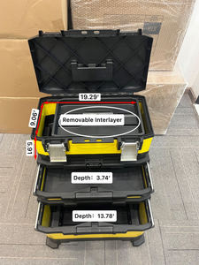 Xách tay Stackable cán hộp công cụ với thoải mái grip xử lý kính thiên văn Bánh Xe Công Cụ Di động hộp giỏ hàng cho xây dựng nhựa - Product Image 6