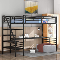 Modernes Metall-Hochbett mit Treppenstauraum und Schlafsofa-Design für Kleine Apartment-Möbel