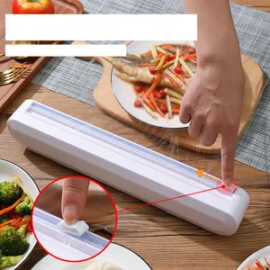 QL301 vendita calda utensili da cucina divisorio per uso domestico scatola di immagazzinaggio regolabile taglierina per pellicola trasparente Dispenser per alimenti in plastica