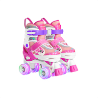 PAPAISON Patins à roulettes quad pour garçons et filles, réglables, avec roues LED colorées en PU, design mignon, lumineux, OEM ODM