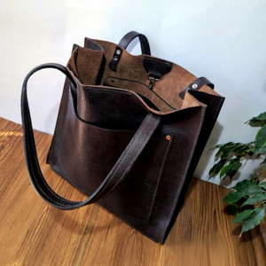 Bolso de Mano de Cuero Genuino Estilo Europeo para Mujer, Gran Capacidad, Impermeable, con Correa para Hombro/Bandolera, a la Moda - Product Image 2