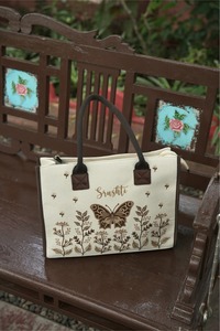 Most Selling Custom Butterfly Tote <b>Bag</b> <b>Personalised</b> Name Embroidery Cotton Reusable Grocery Shopping <b>Bag</b> for Women For Sale - Product Image 4