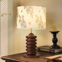 Lampe LED E27 AC en bois simple et moderne avec abat-jour en tissu pour la décoration d'appartement, de bureau ou de table