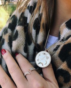 Mặt Dây Chuyền Đồng Xu Hình Tròn Mạ Vàng Cz Mắt Cầu Vồng Trăng Sao Sét 2023 Vòng Cổ Mới Mùa Hè - Product Image 5