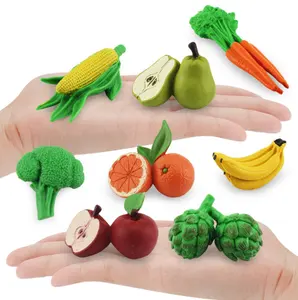 Groothandel 3d Realistische Plastic Kleine Vaste Appels Sinaasappels Bananen Wortelen Maïs Broccoli Kids Keuken Fruit En Groenten Speelgoed