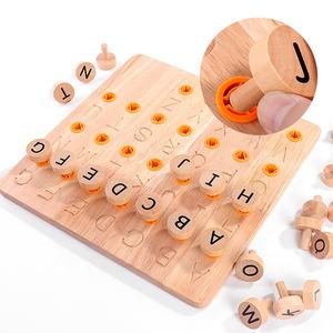 Planche <span class=keywords><strong>de</strong></span> <span class=keywords><strong>suivi</strong></span> en bois pour enfants, apprentissage des lettres Double face, alphabet cognitif Montessori, jouets éducatifs en bois - Product Image 3